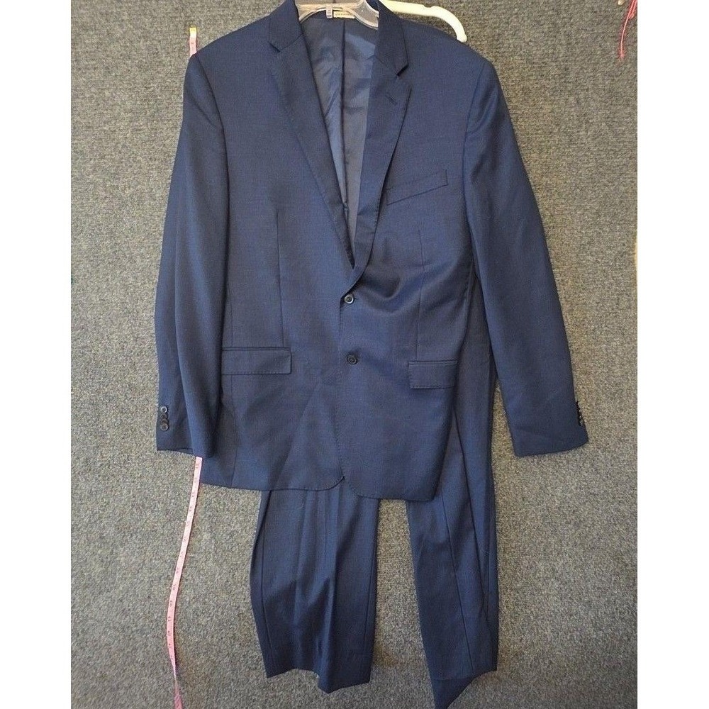 Joseph Abboud Suit Mens 44 38W Blue Super 120s Wool Slim 2 Piece Jacket Pants